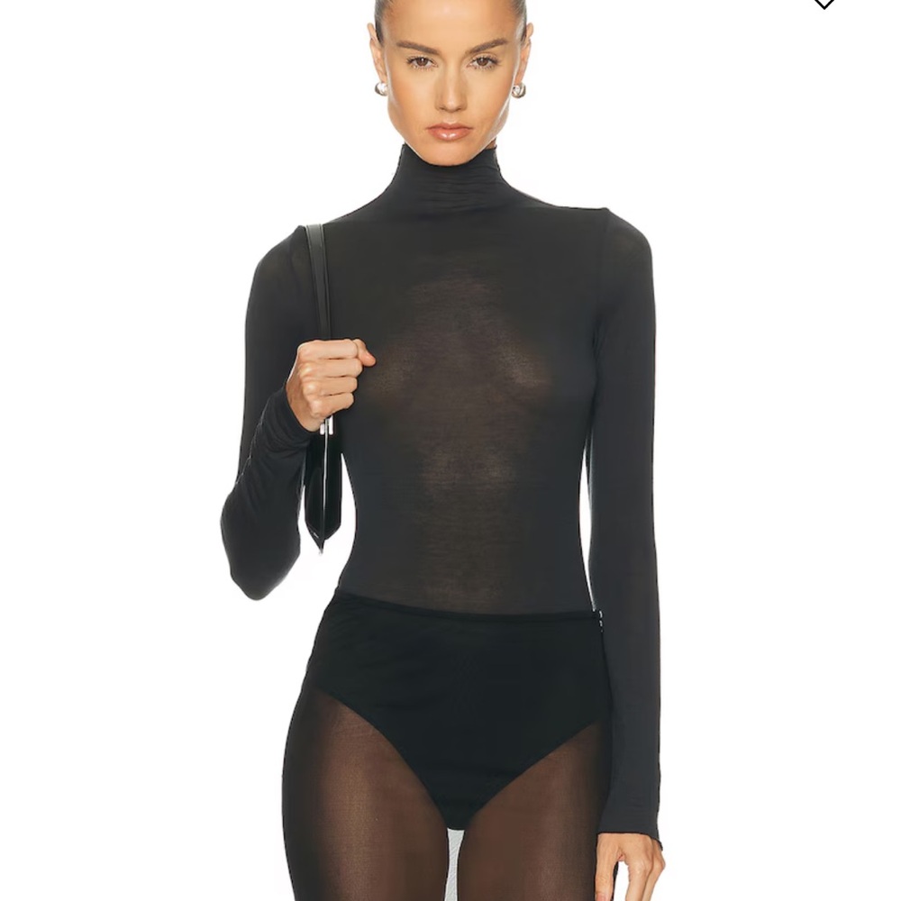SKIMS Sheer Cashmere Long Sleeve Turtleneck Bodysuit